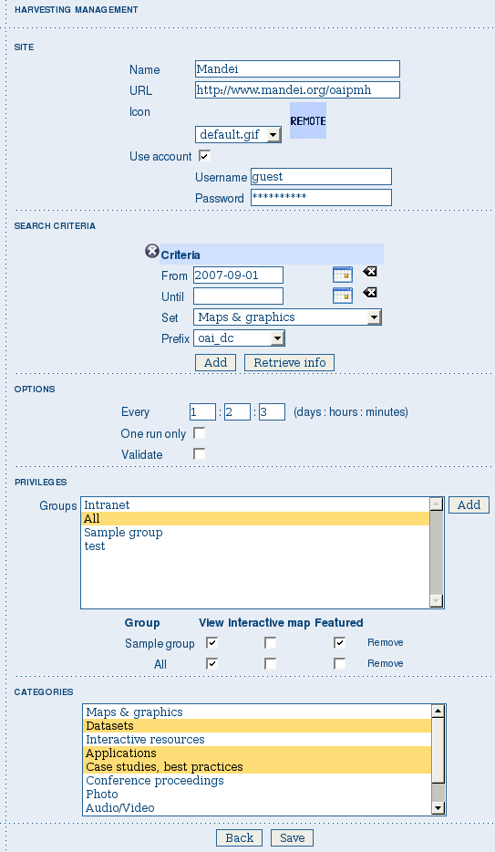 Adding an OAI-PMH harvesting node