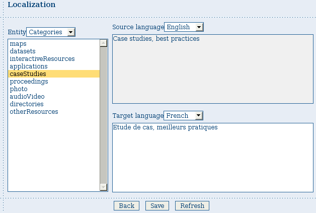 The localization form