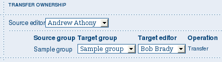 The transfer ownership page