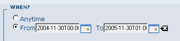 "When" section in the Advanced search