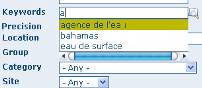 Autocomplete function in thesaurus search interface