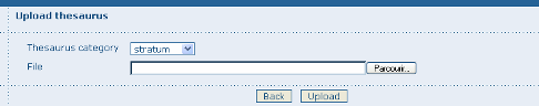 Upload interface for thesaurus