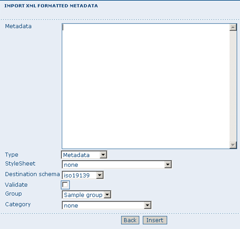 XML metadata import tool